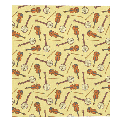 Banjo Violin Pattern Print Design 01 Premium Quilt