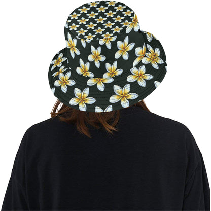White Plumeria Pattern Print Design PM022 Unisex Bucket Hat