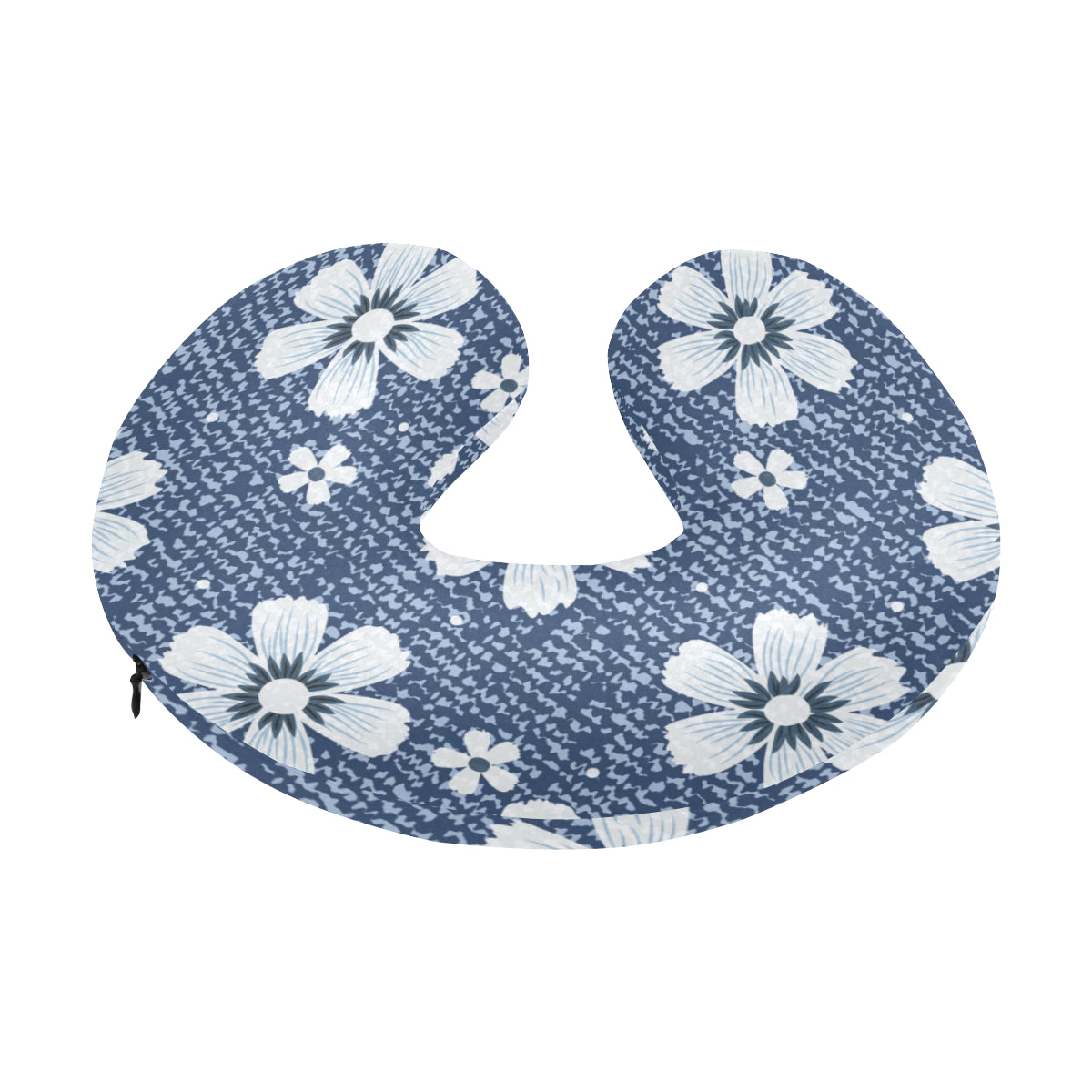 Jean Flower Pattern Print Design 03 U-Shaped Travel Neck Pillow