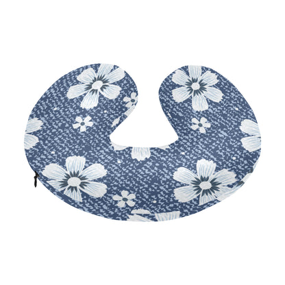 Jean Flower Pattern Print Design 03 U-Shaped Travel Neck Pillow