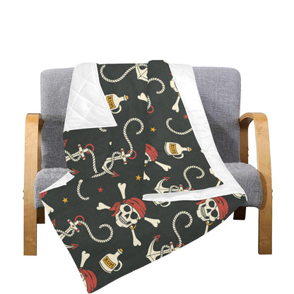 Pirate Pattern Print Design A02 Premium Quilt