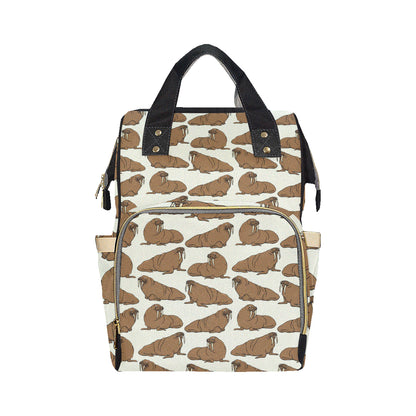Walrus Pattern Print Design 03 Diaper Bag Backpack
