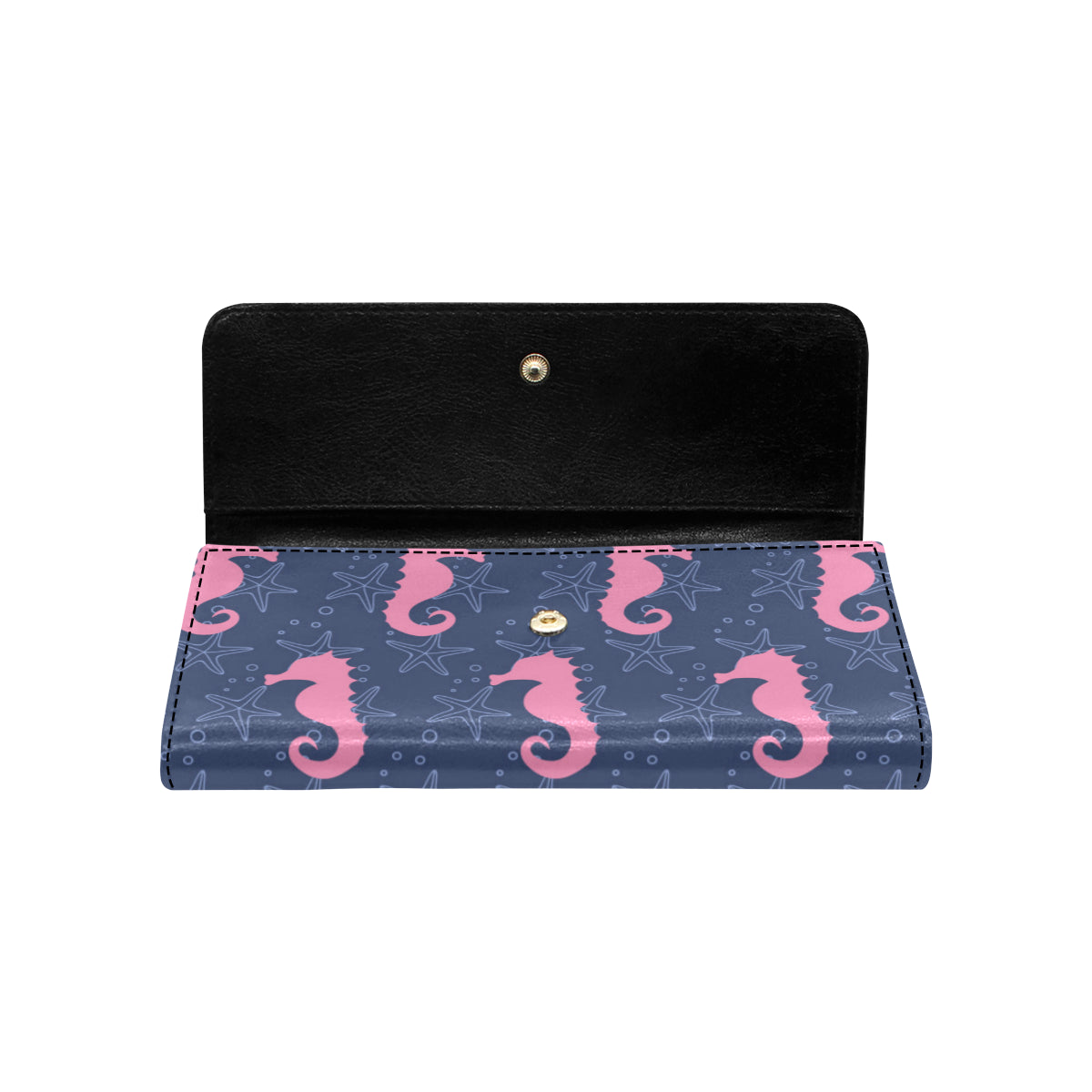 SeaHorse Pink Pattern Print Design 02 Women's Trifold Wallet