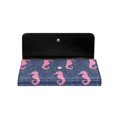 SeaHorse Pink Pattern Print Design 02 Women's Trifold Wallet
