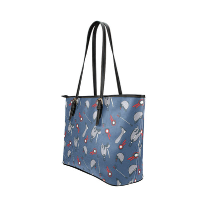 Equestrian Equipment Background Leather Tote Bag