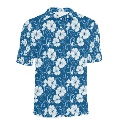 Hibiscus Pattern Print Design HB03 Men Polo Shirt
