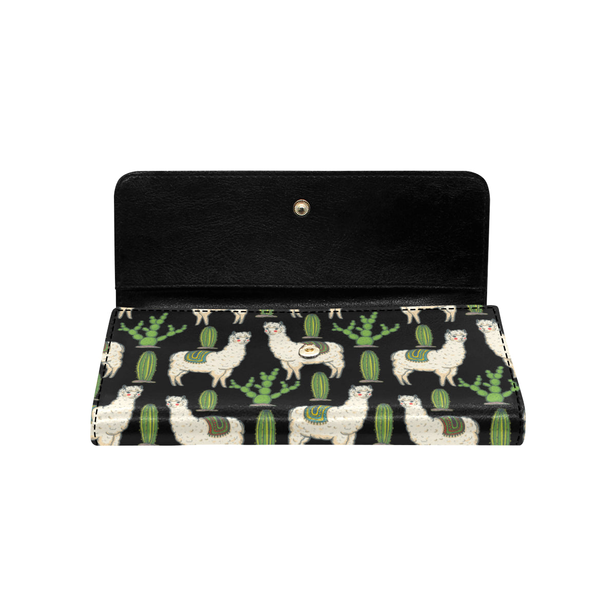Llama Cactus Pattern Print Design 011 Women's Trifold Wallet