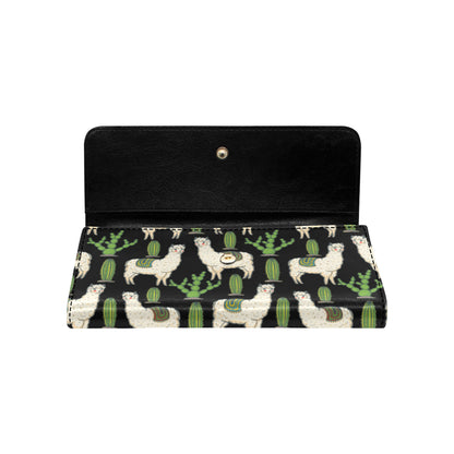 Llama Cactus Pattern Print Design 011 Women's Trifold Wallet