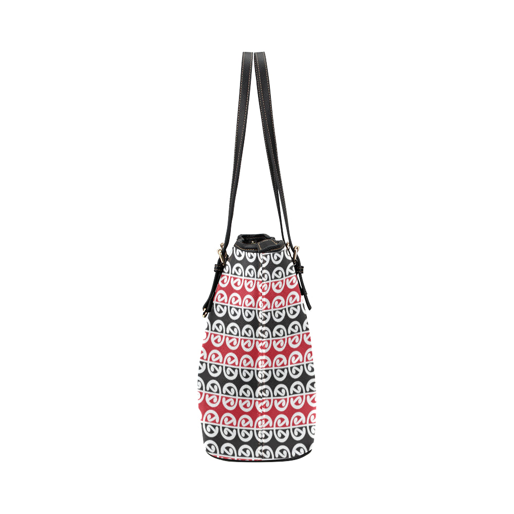 Maori Classic Themed Design Print Leather Tote Bag