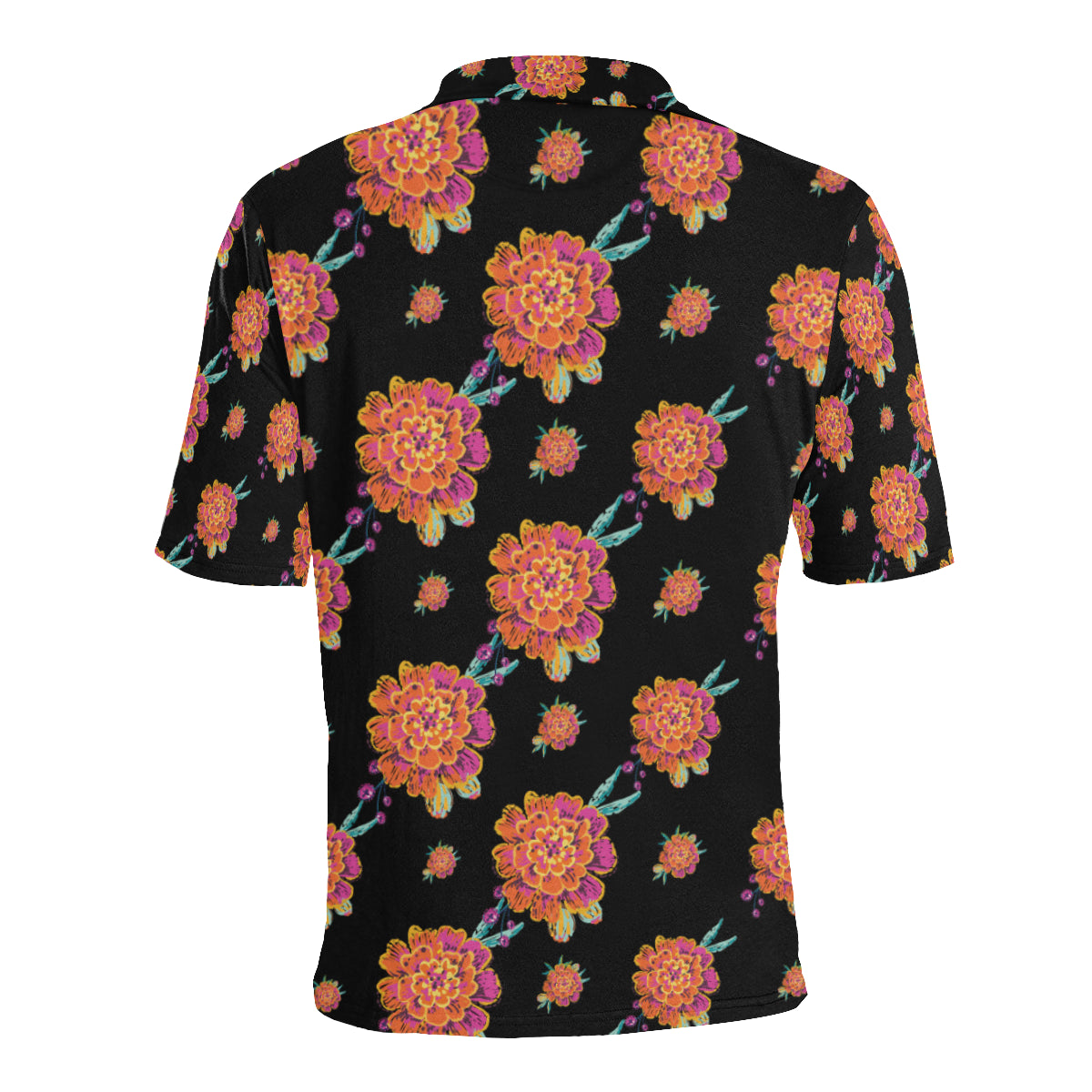 Marigold Pattern Print Design 01 Men Polo Shirt