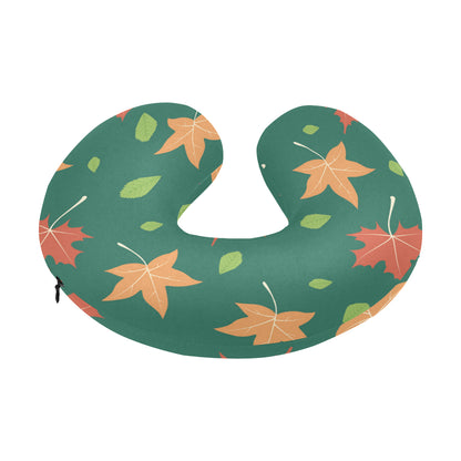 Maple Leaf Pattern Print Design 04 U-Shaped Travel Neck Pillow