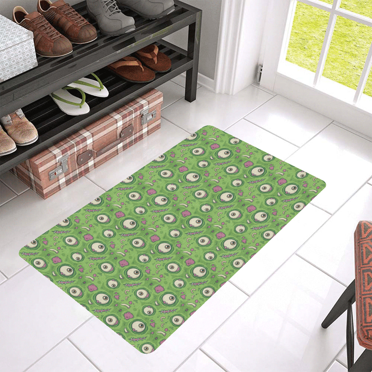 Zombie Eyes Design Pattern Print Rubber Doormat