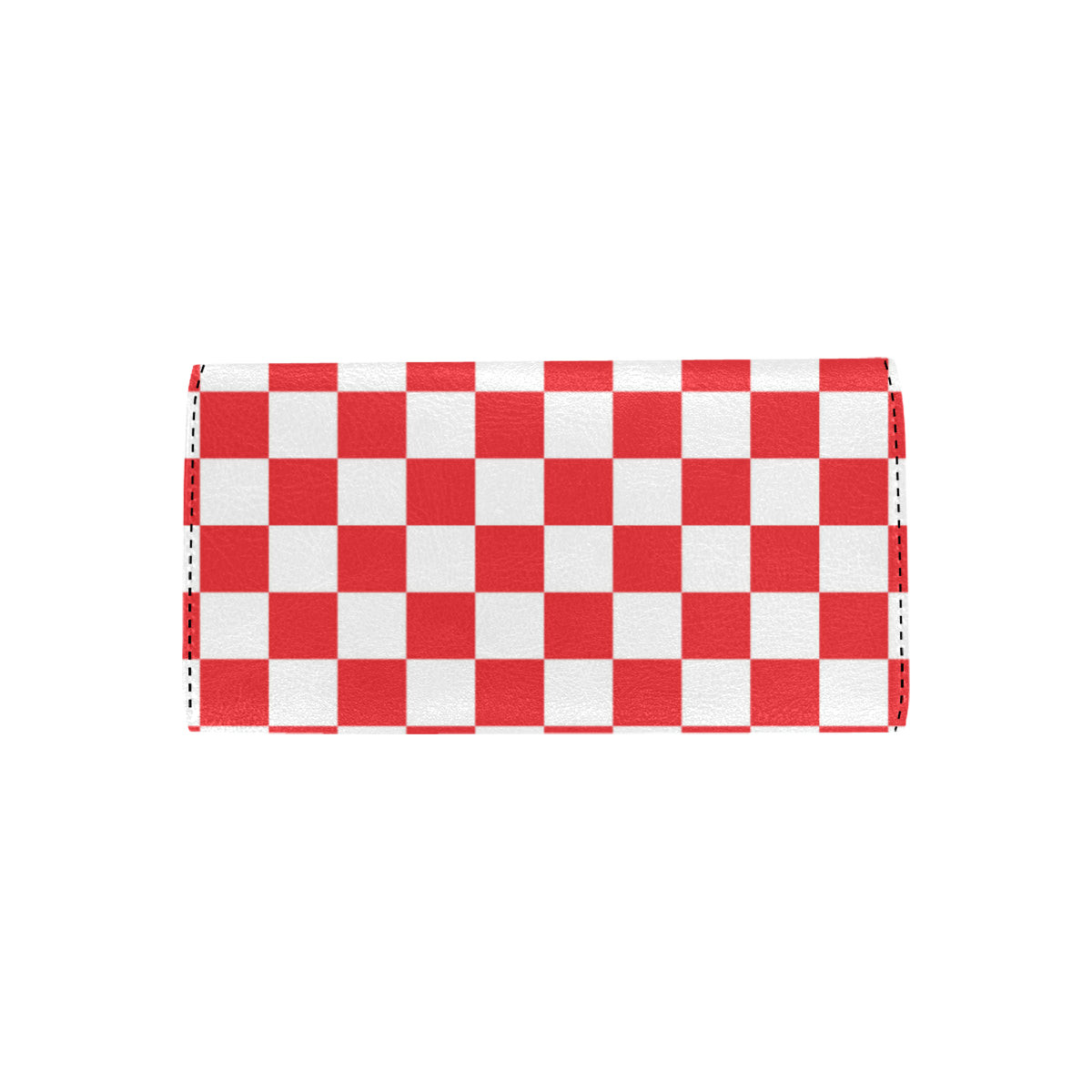 Checkered Red Pattern Print Design 04 Women's Trifold Wallet
