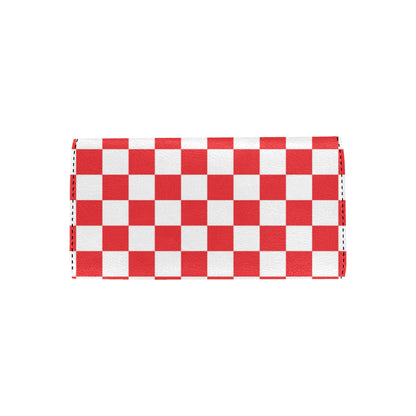 Checkered Red Pattern Print Design 04 Women's Trifold Wallet