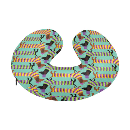 Dachshund Pattern Print Design 05 U-Shaped Travel Neck Pillow