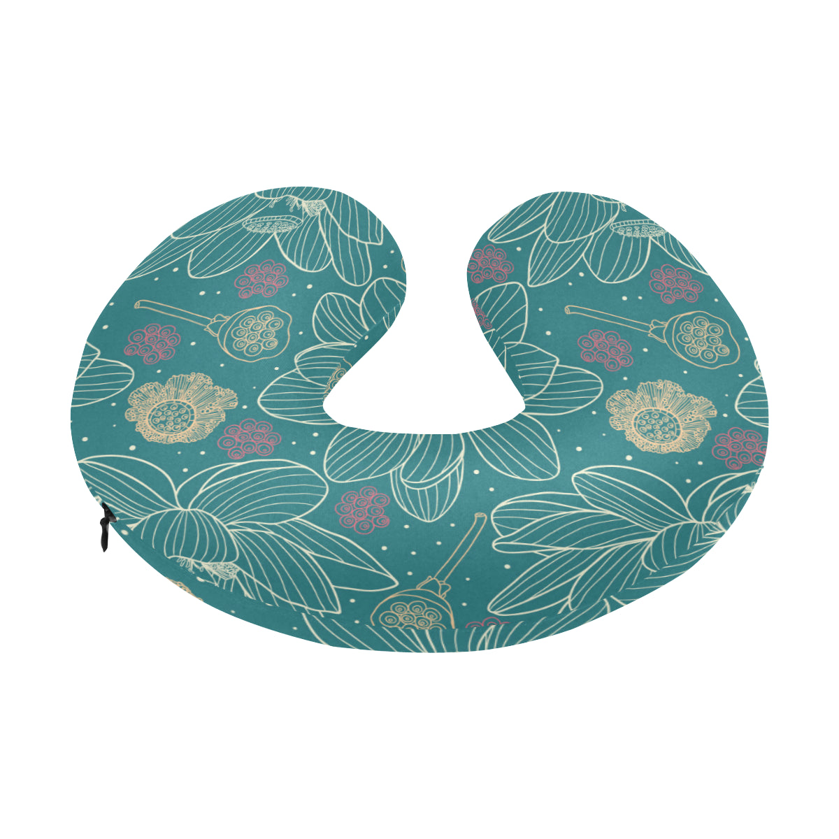 Lotus Pattern Print Design 01 U-Shaped Travel Neck Pillow