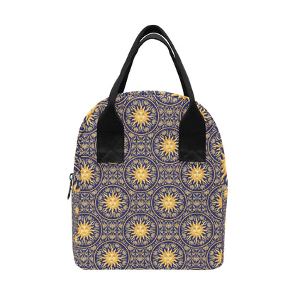 Celestial Gold Sun Face Insulated Lunch Bag