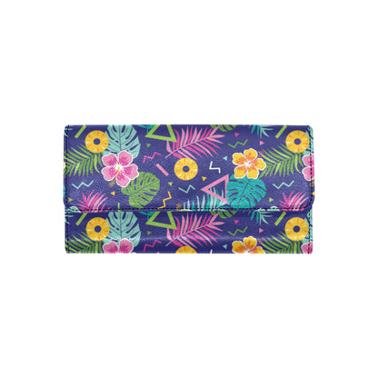 Hawaiian Themed Pattern Print Design H014 Women's Trifold Wallet