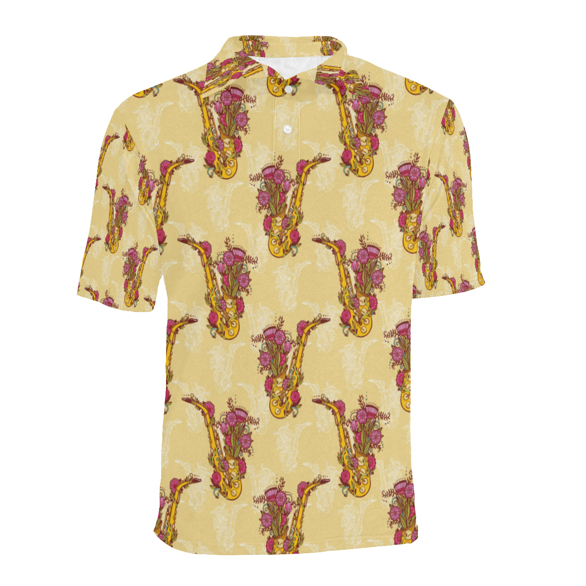 Saxophone Pattern Print Design 04 Men Polo Shirt
