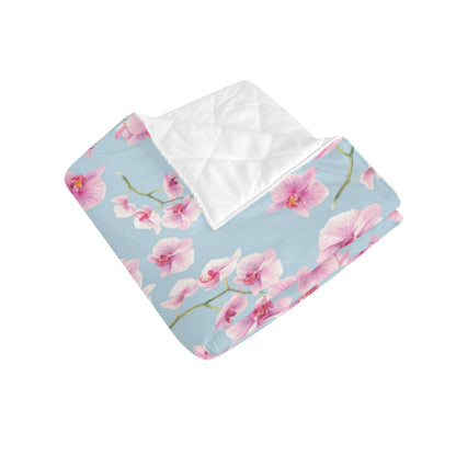 Orchid Pattern Print Design A01 Premium Quilt