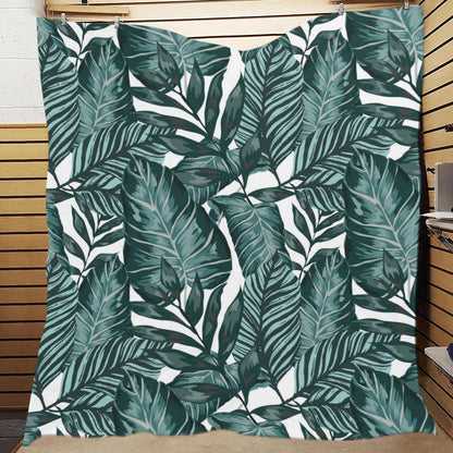 Tropical Palm Leaves Pattern Premium Quilt