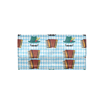 Accordion Mustache Pattern Print Design 01 Women's Trifold Wallet