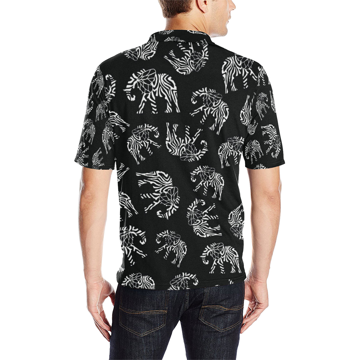 Elephant Tribal Men Polo Shirt