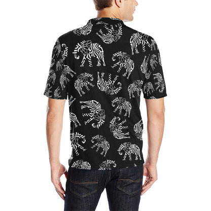 Elephant Tribal Men Polo Shirt