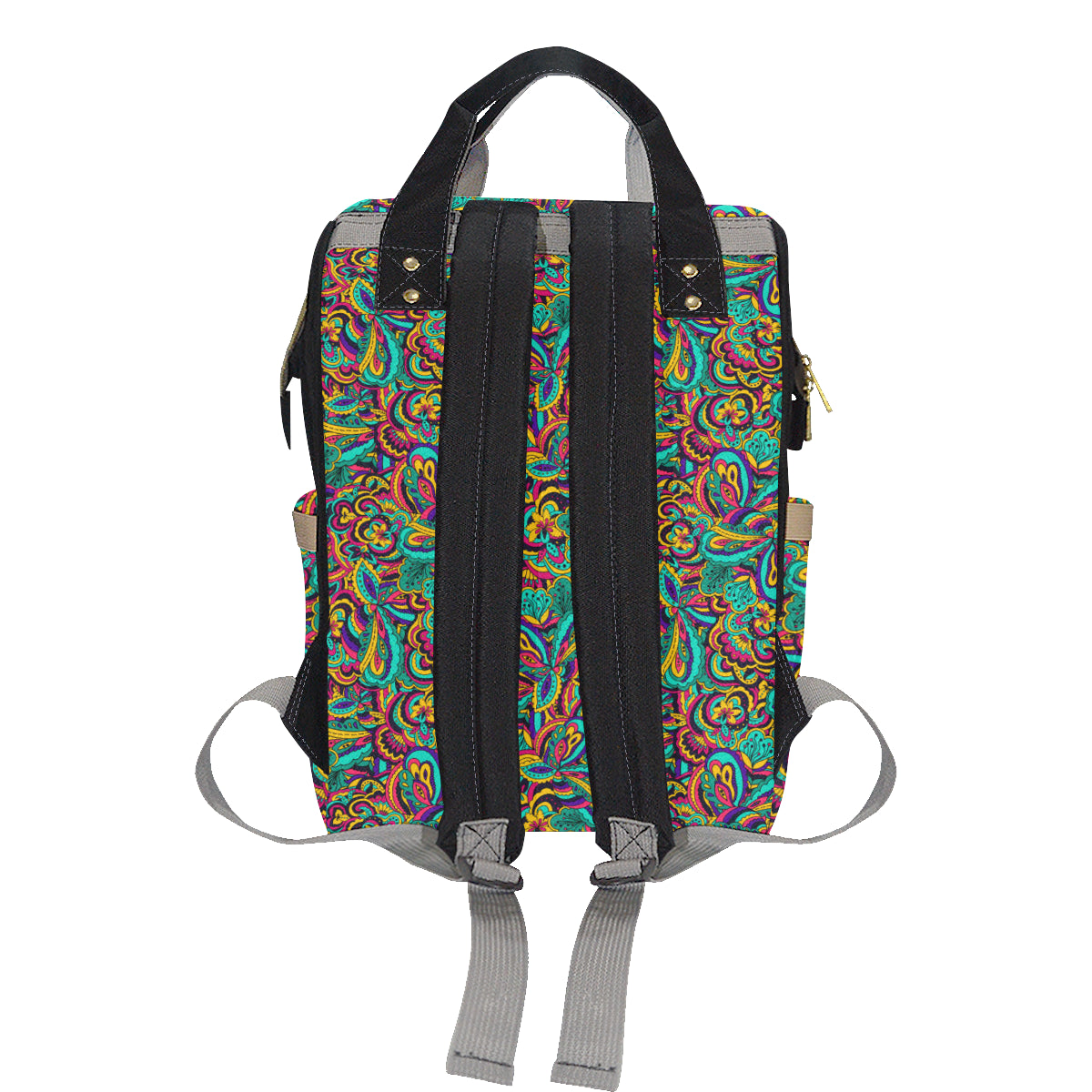 Psychedelic Trippy Floral Design Diaper Bag Backpack