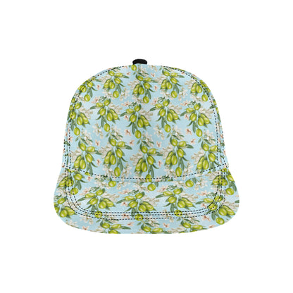 Elegant Olive Floral Print Snapback Cap