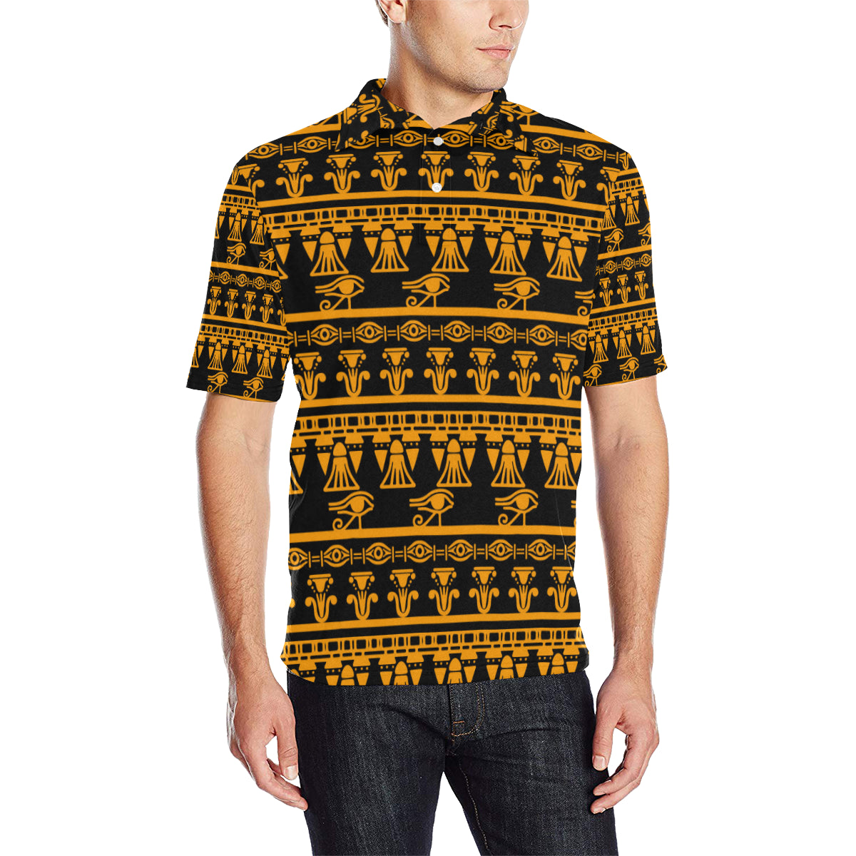 Eye of Horus Tribal Egypt Pattern Men Polo Shirt