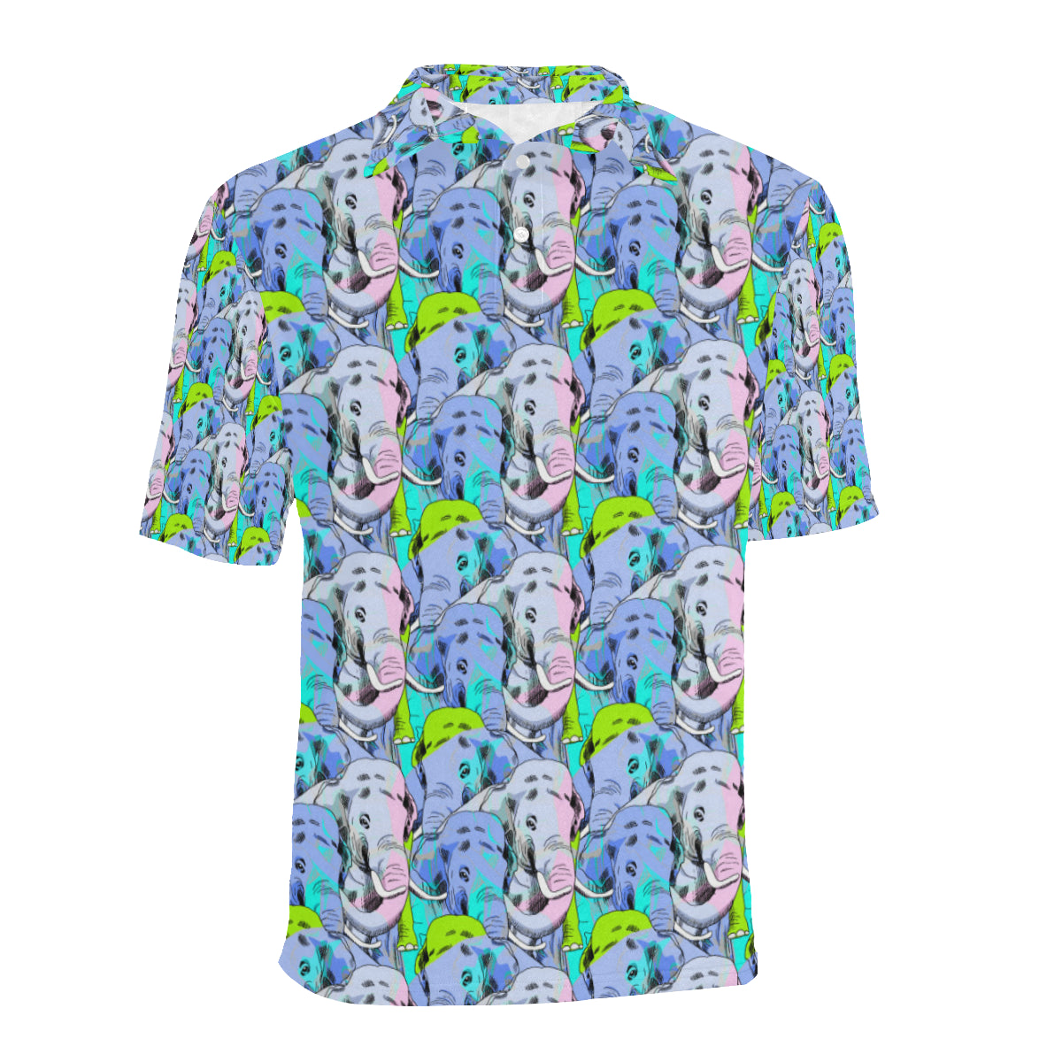 Elephant Art color Print Pattern Men Polo Shirt