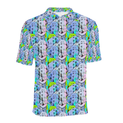 Elephant Art color Print Pattern Men Polo Shirt