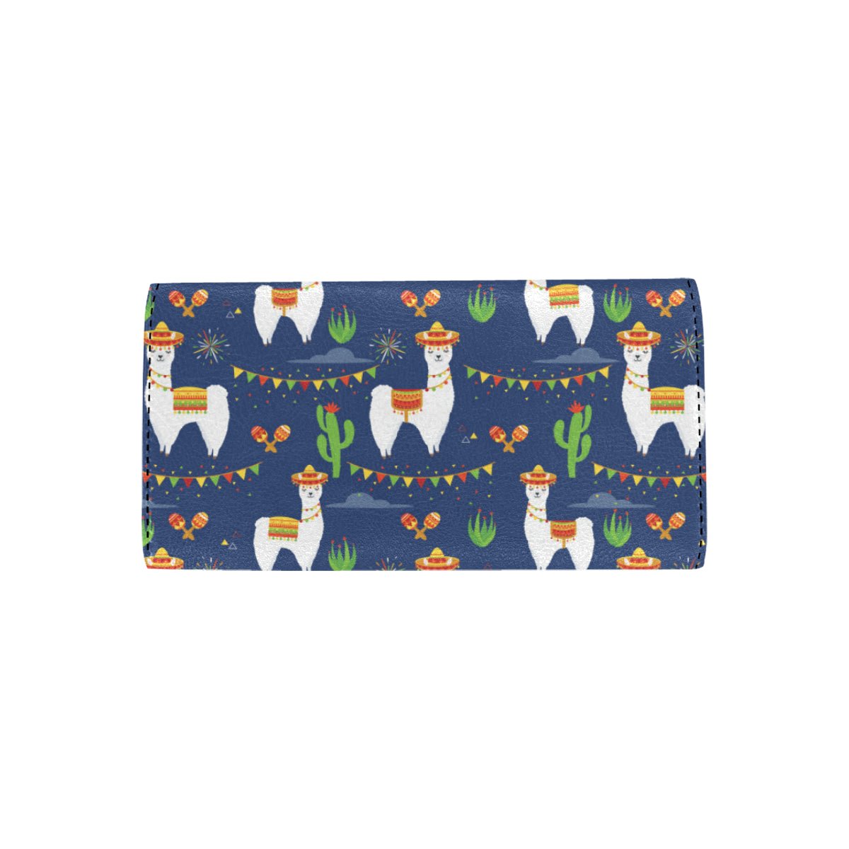 Llama Cactus Pattern Print Design 05 Women's Trifold Wallet
