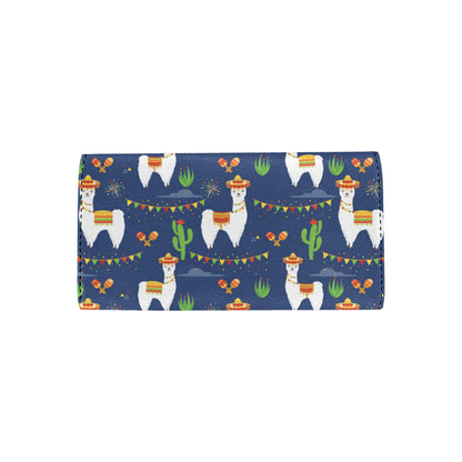 Llama Cactus Pattern Print Design 05 Women's Trifold Wallet