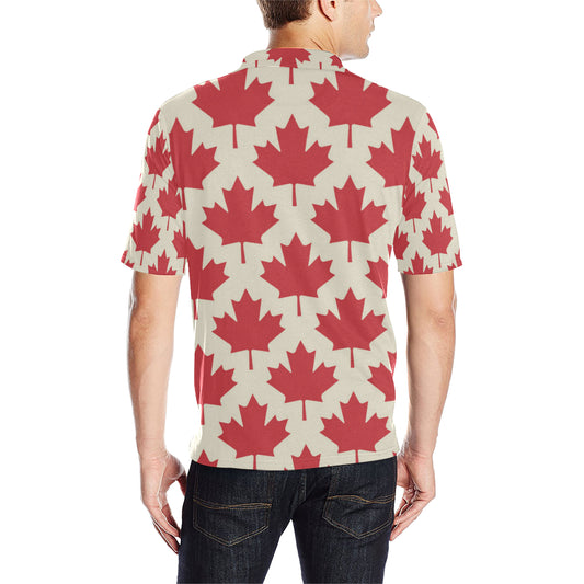 Maple Leaf Pattern Print Design 03 Men Polo Shirt