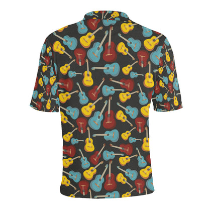 Acoustic Guitar Pattern Print Design 01 Men Polo Shirt