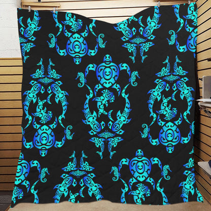 Sea turtle Polynesian Tribal Hawaiian Premium Quilt