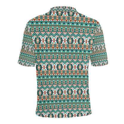 Indian Navajo Ethnic Themed Design Print Men Polo Shirt