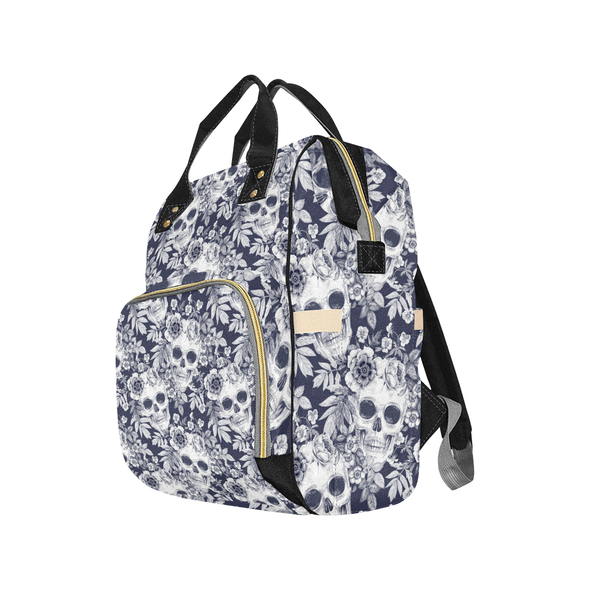 Skull Floral Beautiful Diaper Bag Backpack