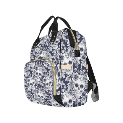 Skull Floral Beautiful Diaper Bag Backpack