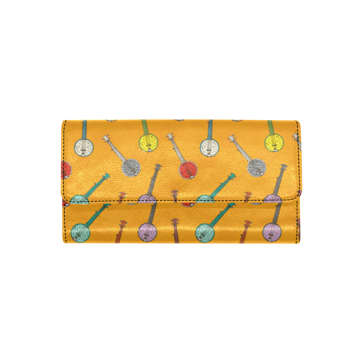 Banjo Pattern Print Design 02 Women's Trifold Wallet