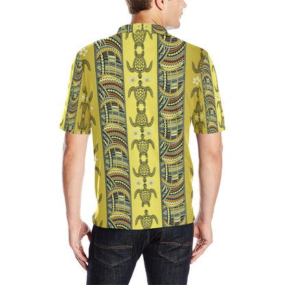 Polynesian Turtle Hawaiian Design Print Men Polo Shirt