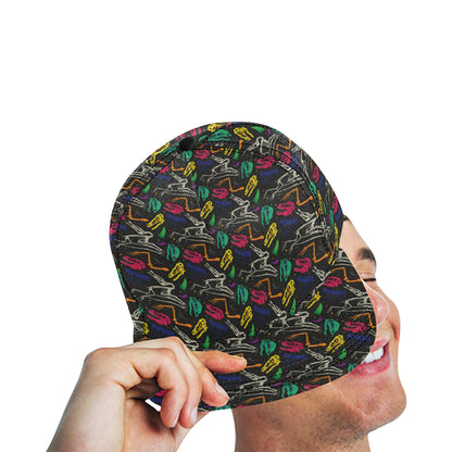 Dinosaur Skull Color Print Pattern Snapback Cap