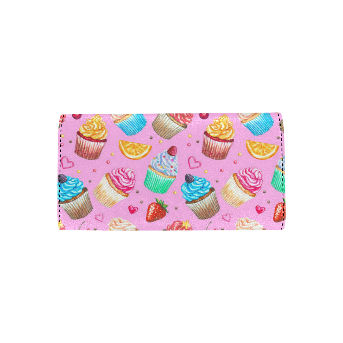 Cupcake Pattern Print Design CP05 Women's Trifold Wallet