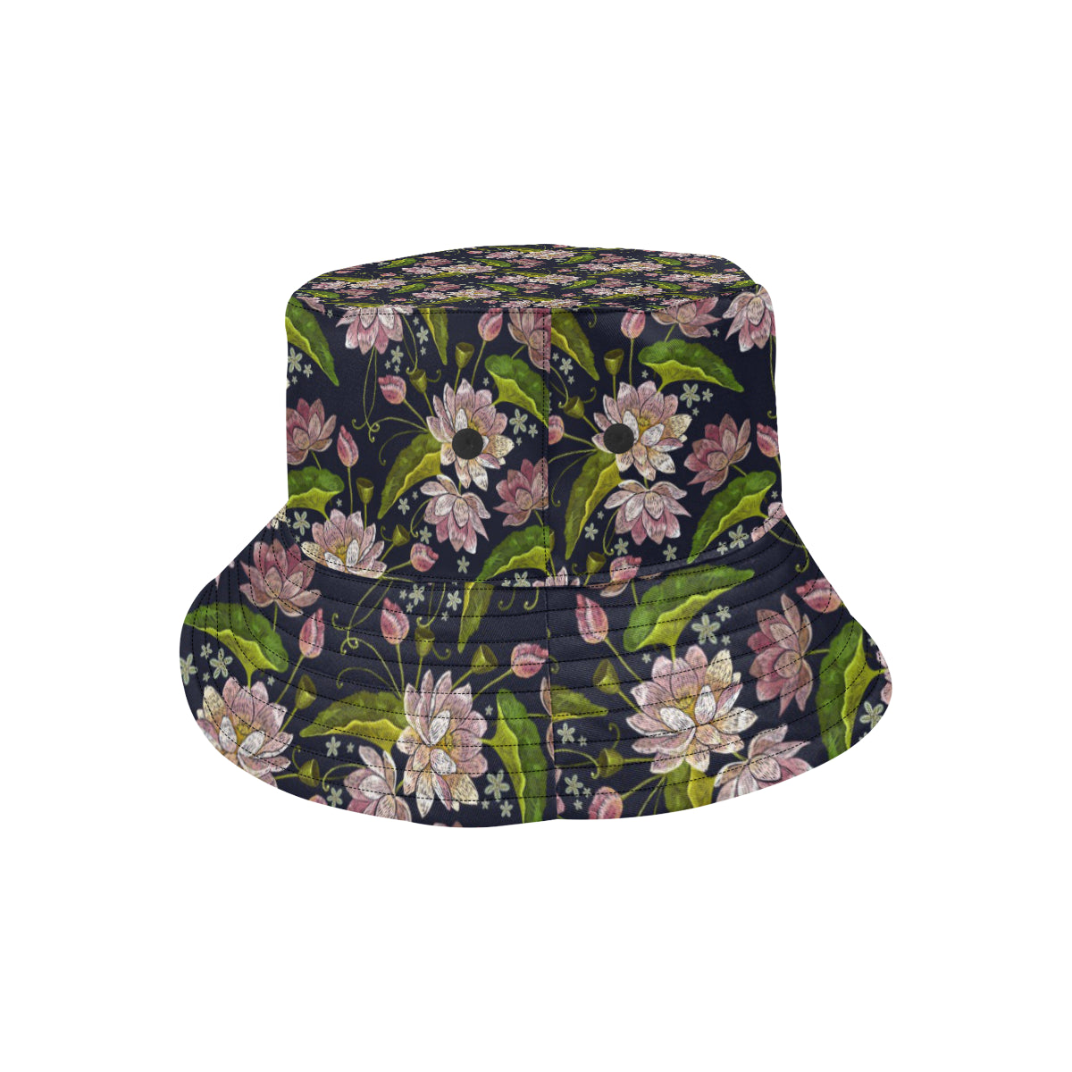 lotus Embroidered Pattern Print Design LO06 Unisex Bucket Hat