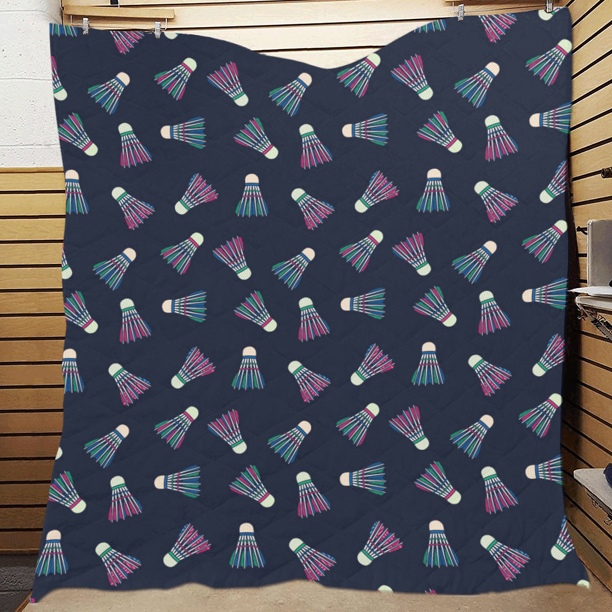 Badminton Ball Pattern Print Design 02 Premium Quilt
