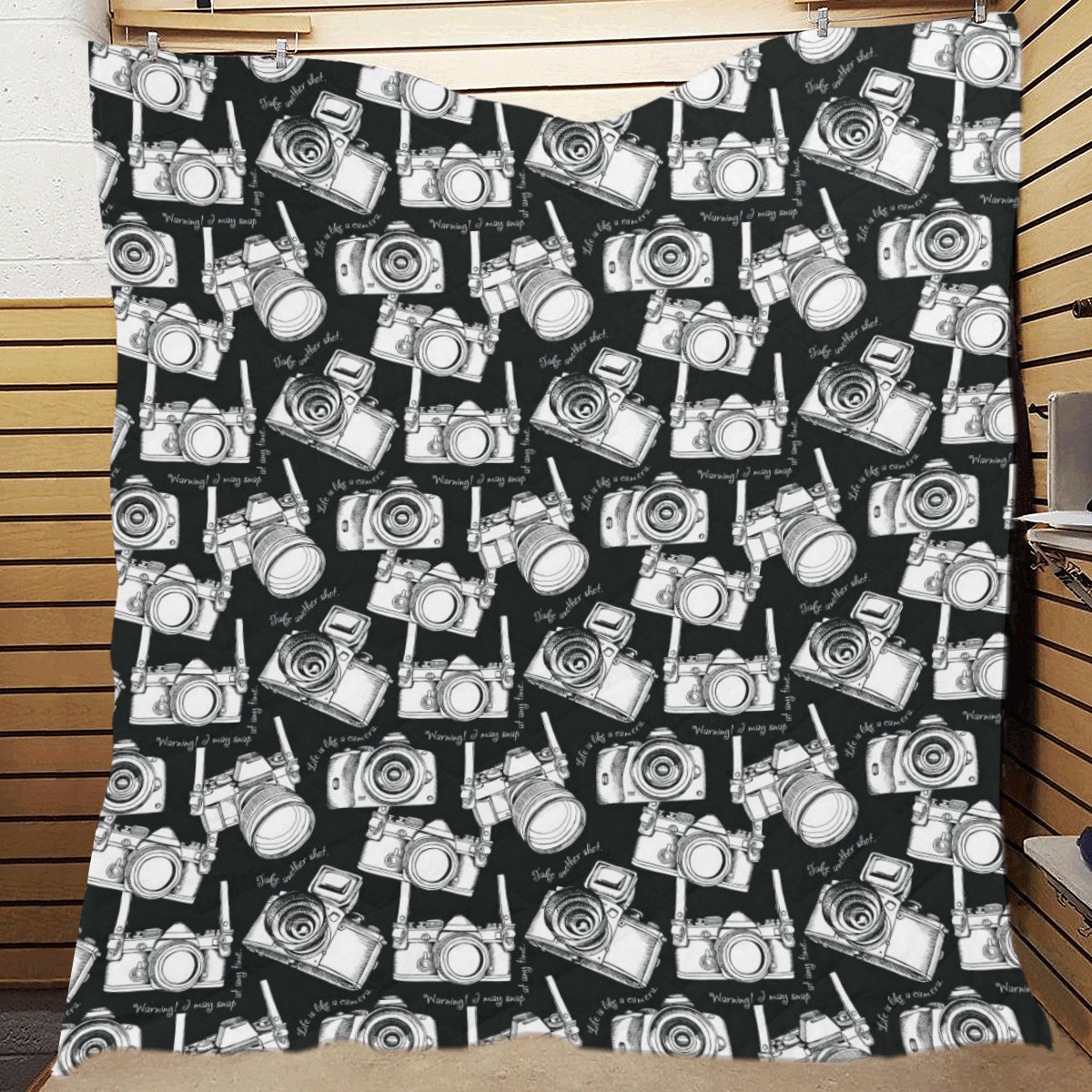 Camera Pattern Print Design 01 Premium Quilt