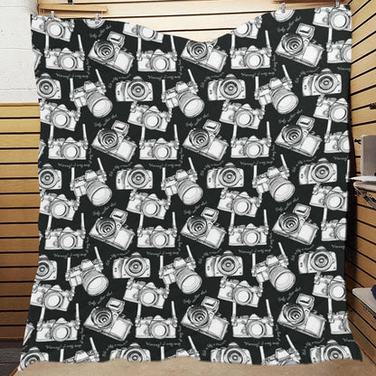 Camera Pattern Print Design 01 Premium Quilt