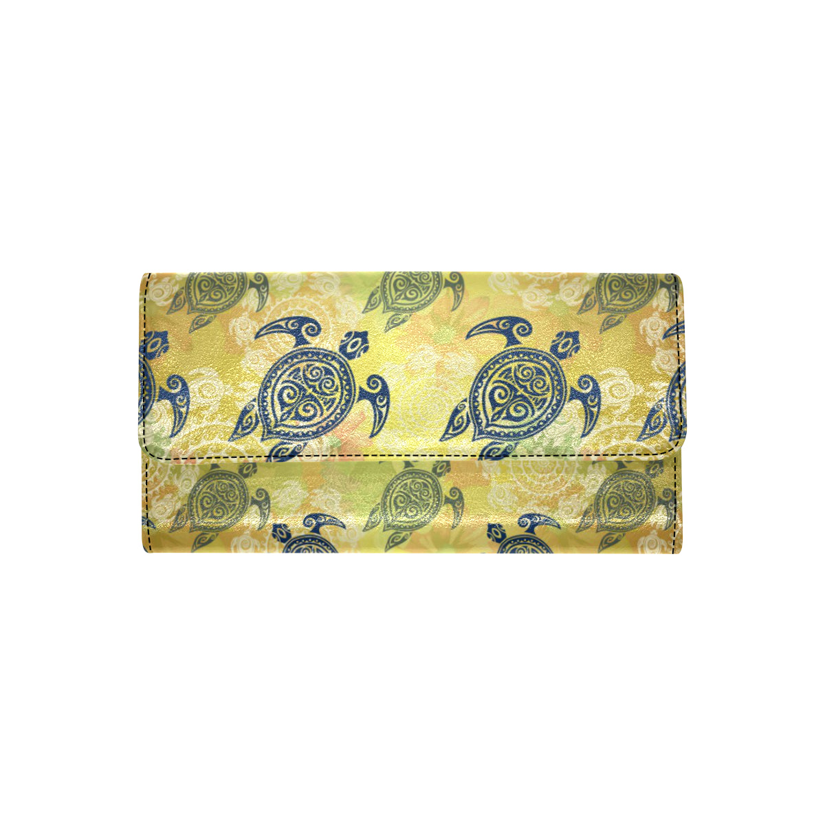 Hawaiian Turtle Tribal Design Print Women's Trifold Wallet